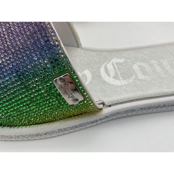 Juicy Couture Yippy Rainbow Rhinestones Glitter Pool Slides Ladies 11 - Picture 6 of 9
